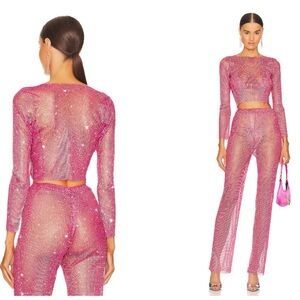 NWT SET Santa Brands Crystal Top AND Sparkling Pants in Pink Raspberry - XS/S